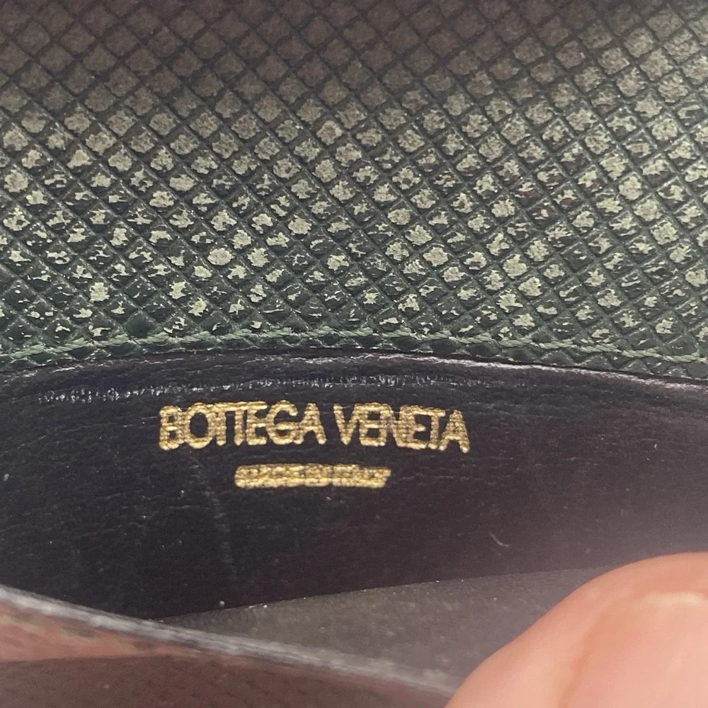 BOTTEGA‎ VENETA Green Intrecciato Leather Mens Bifold Wallet Italy Card SEE PICS